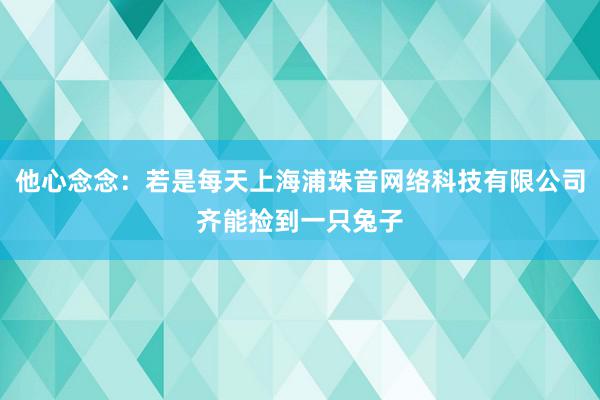 他心念念:若是每天上海浦珠音网络科技有限公司齐能捡到一只兔子